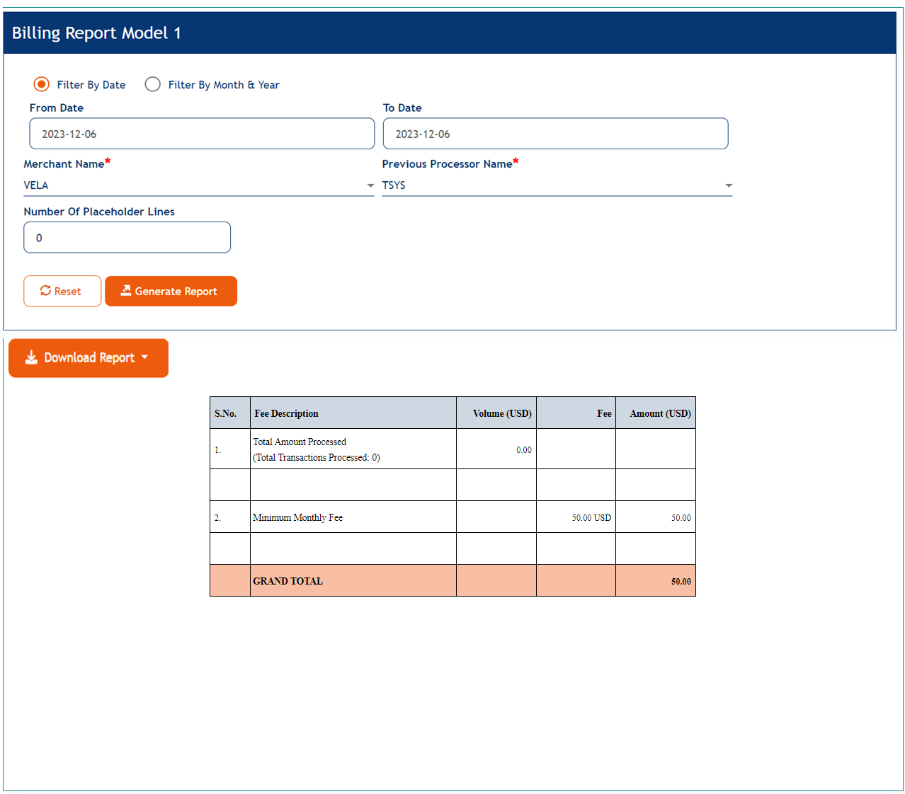 Billing Report 1