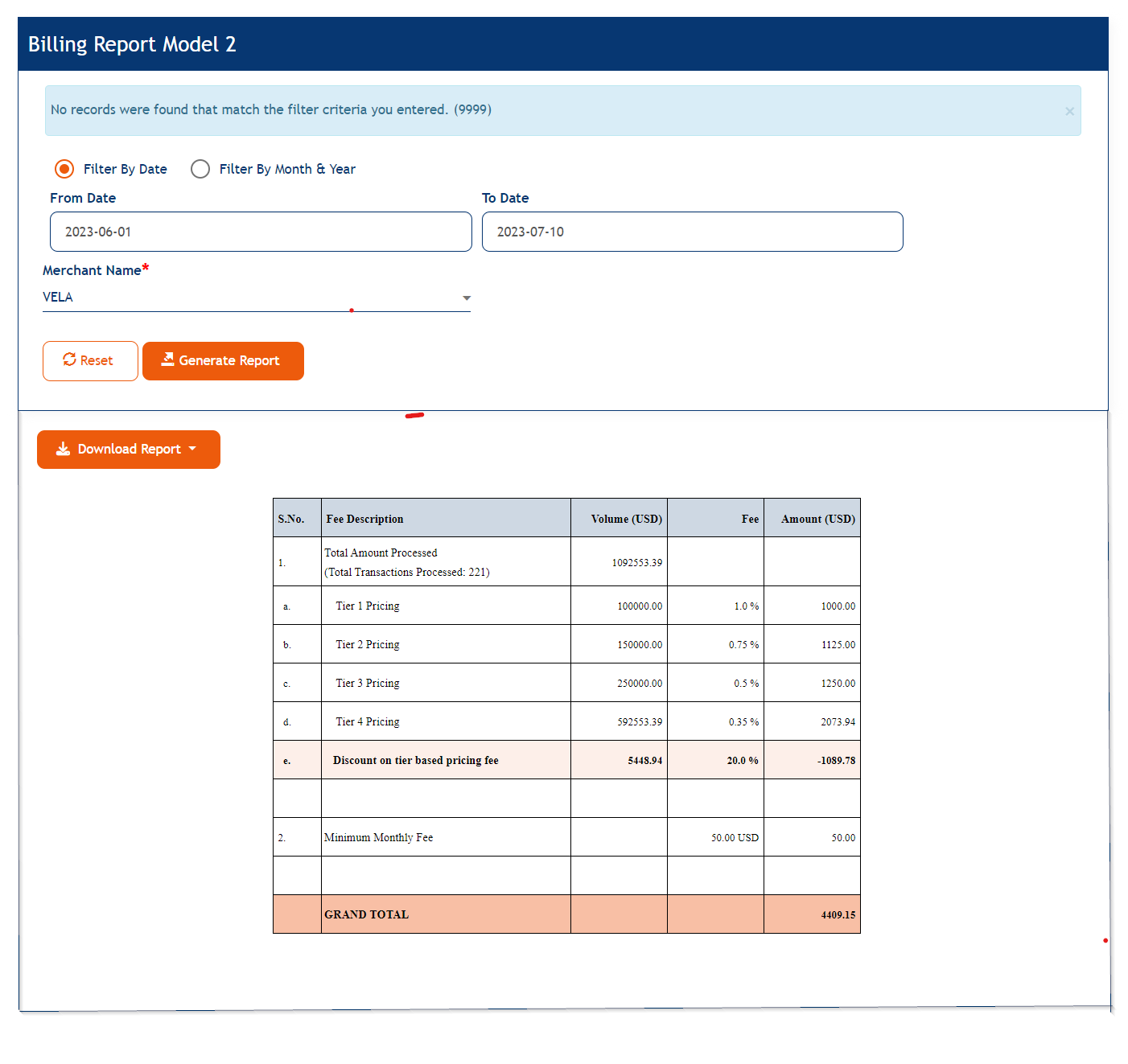 Billing Report 1