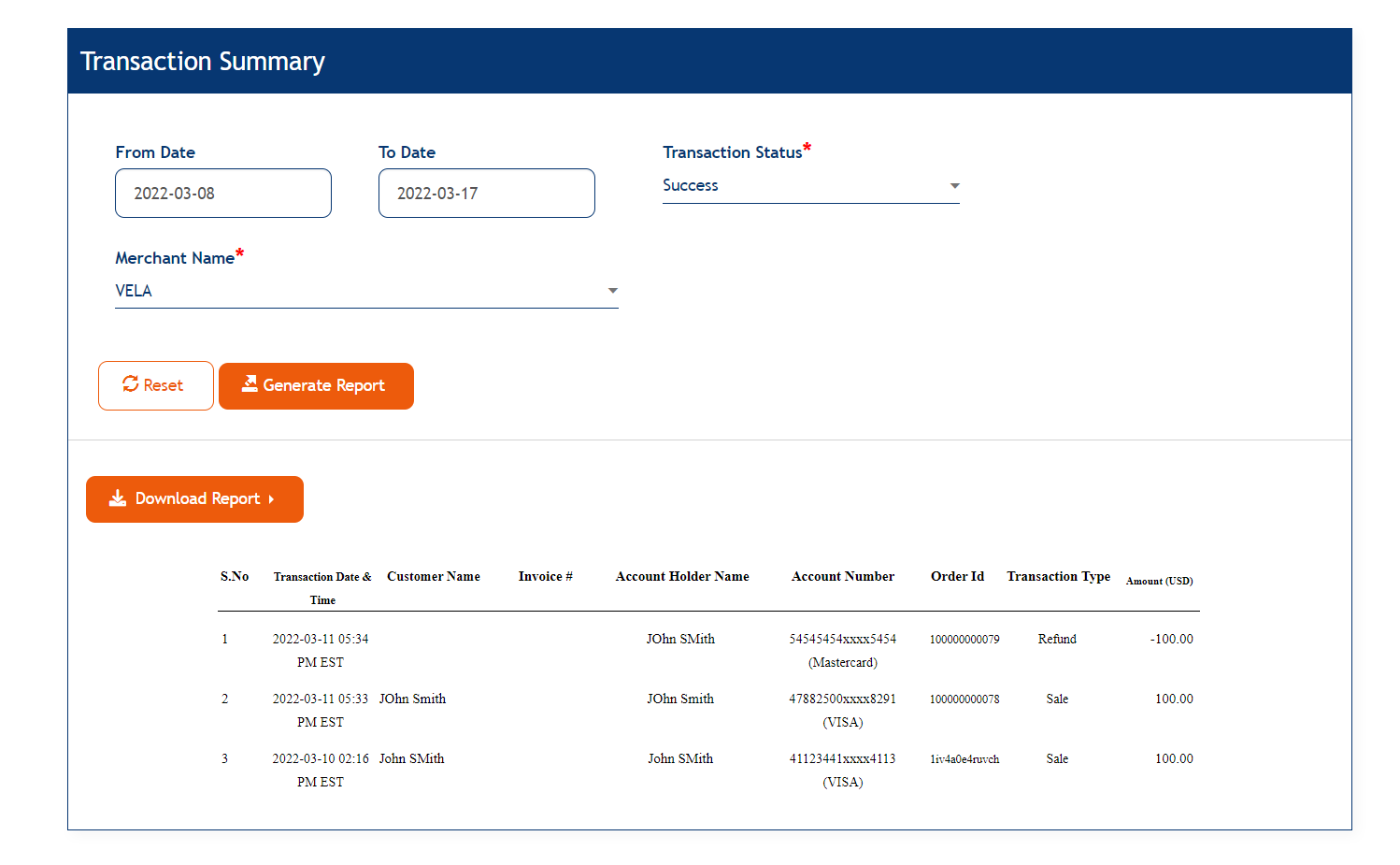 Transaction Summary