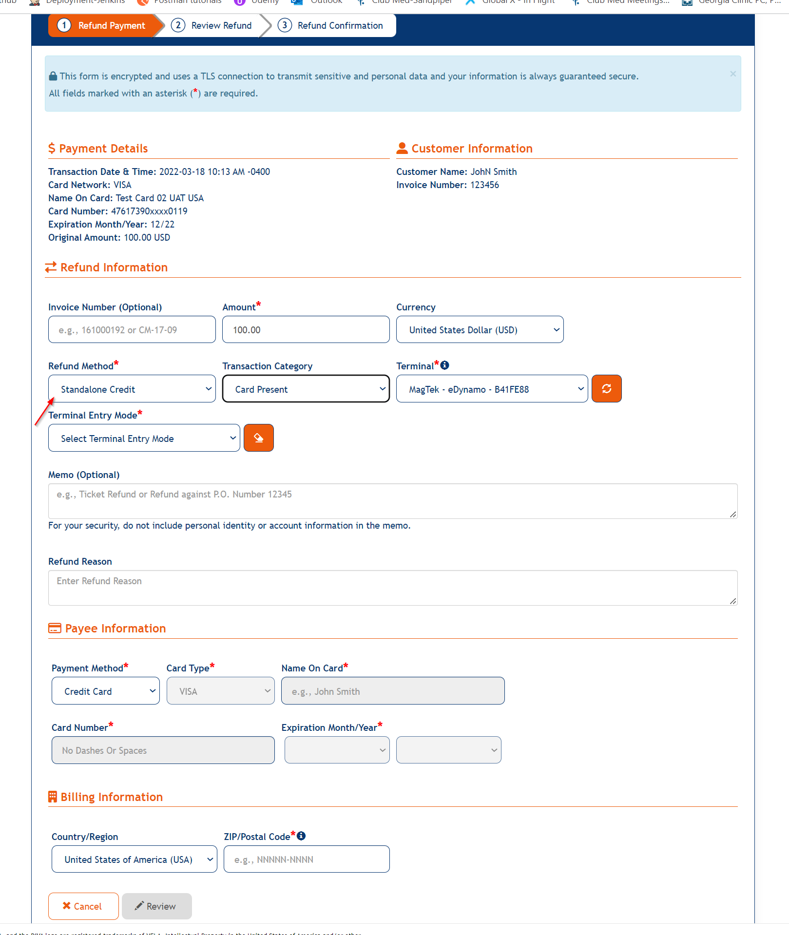 Standalone Credit Refund